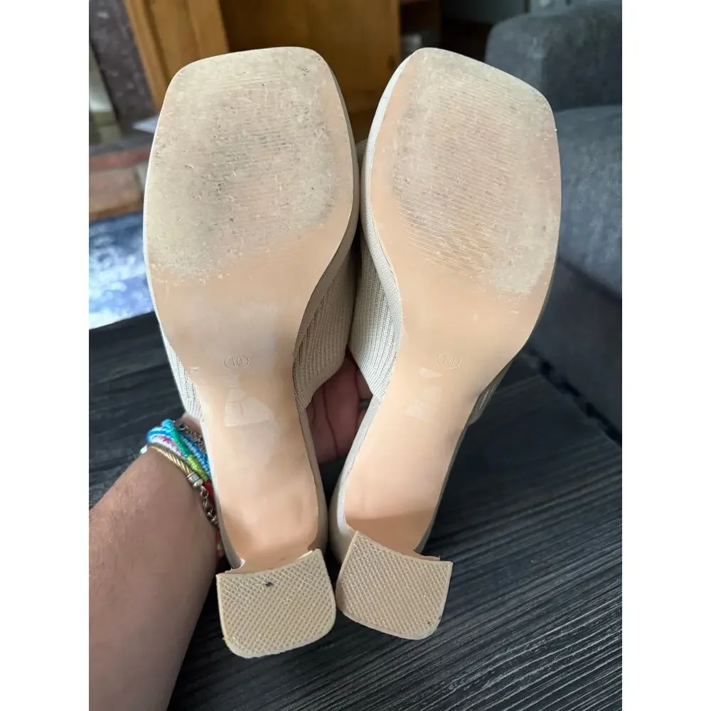 6/$25 Musshoe Nude Mule Heels Sz. 10